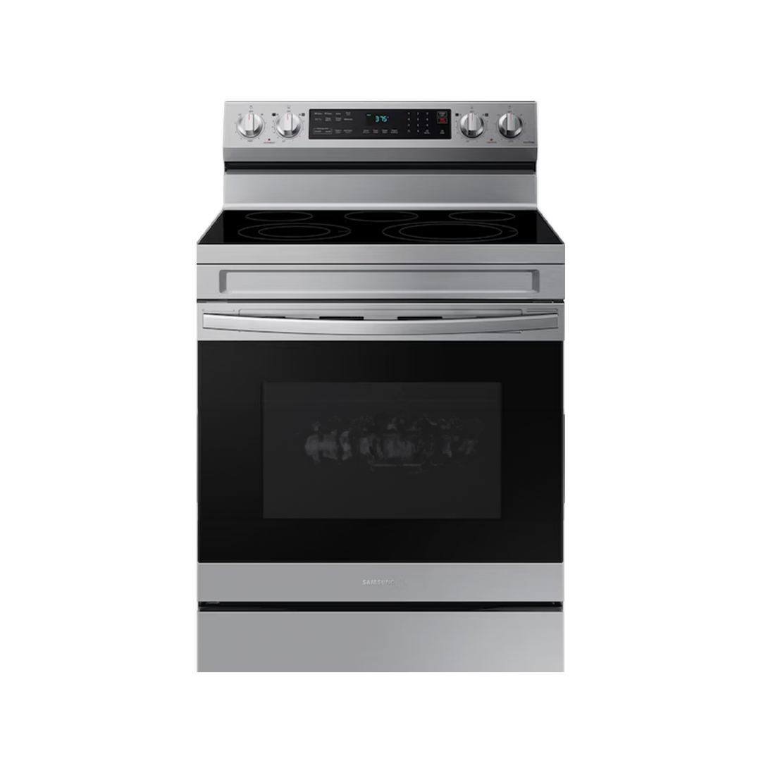 Samsung 30-in Glass Top 5 Burners Self-Cleaning Air Fry Freestanding Smart Electric Range (Fingerprint Resistant Stainless Steel)